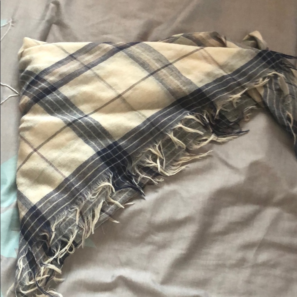 Plaid blue blanket scarf